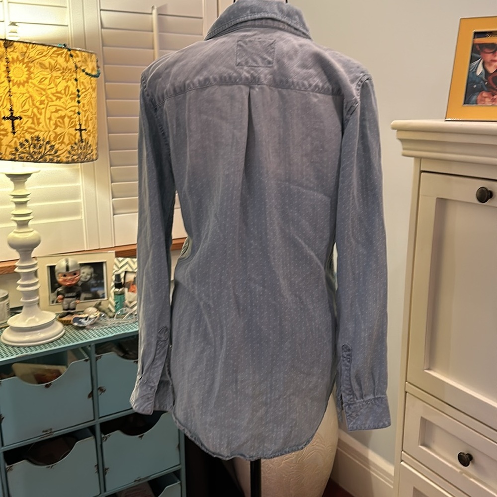 Rails Chambray With Polka Dots Button Down, Size … - image 3